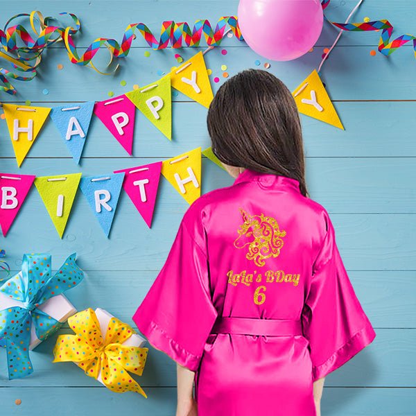 Unicorn Birthday Robes, Personalized Kids Robes with Unicorn Design, Birthday Party Robes, Sleepover Robes, Kids Bathrobes - Gifts Are Blue