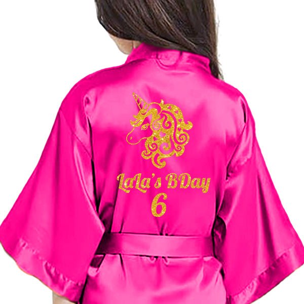 Unicorn Birthday Robes, Personalized Kids Robes with Unicorn Design, Birthday Party Robes, Sleepover Robes, Kids Bathrobes - Gifts Are Blue