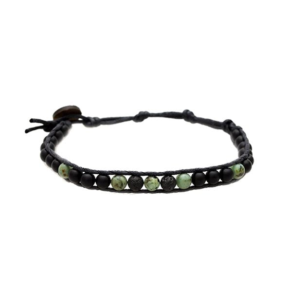 Mens Handmade Natural Stones Bracelet with Adjustable Cord - Mens Bracelet from Lotus and Luna - Camouflage Lava
