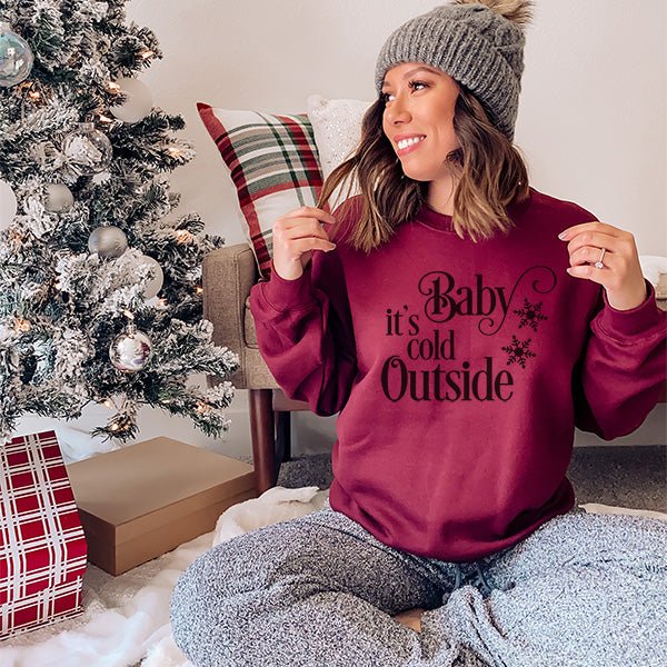 Cardinal Red Sweatshirt with Baby Its Cold Outside for Christmas Holiday. all SKUs