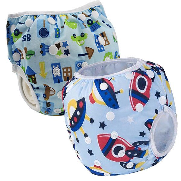 2 Pack Leakproof Reusable Swim Diapers, 0 to 2 years - Gifts Are Blue