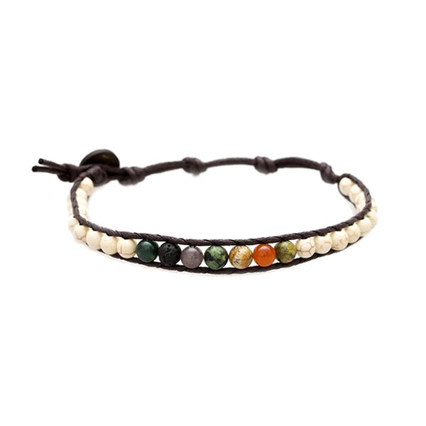 Mens Handmade Natural Stones Bracelet with Adjustable Cord - Mens Bracelet from Lotus and Luna - Chakra Chief