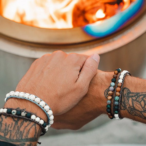 Mens Handmade Natural Stones Bracelet with Adjustable Cord - Mens Bracelet from Lotus and Luna - Model - all SKUs