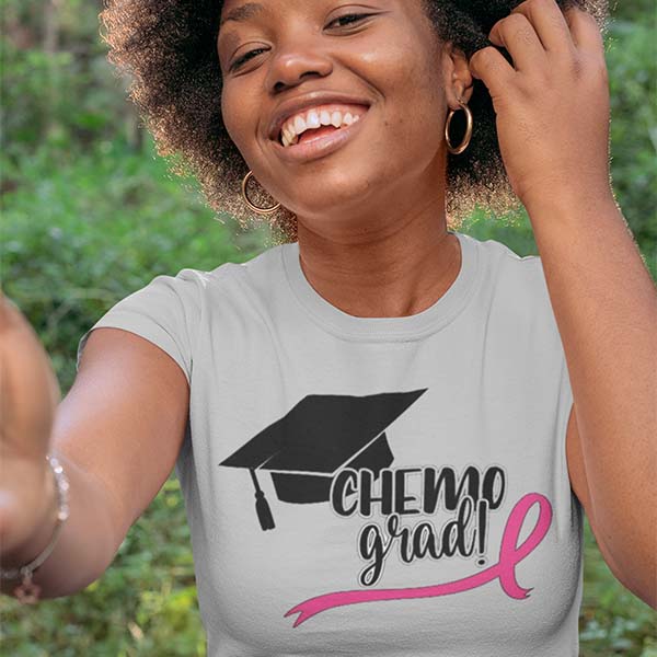 Chemo Grad T-Shirt, Brave, Proud Chemo Grad, Ribbons, 50+ T-Shirt Awareness T-Shirts – Gifts Are Blue