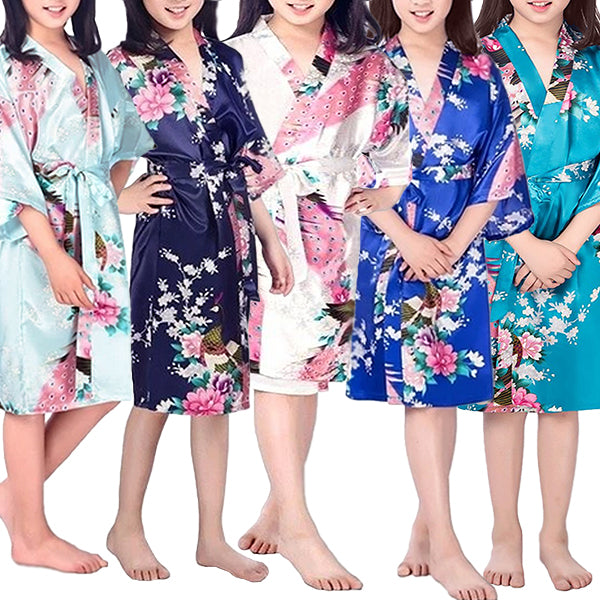 Girls Robes, Floral with Peacocks Design, Flower Girl, Spa Party, all SKUs