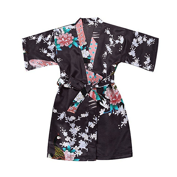 Girls Robes, Floral, Flower Girl, Spa Party, Black