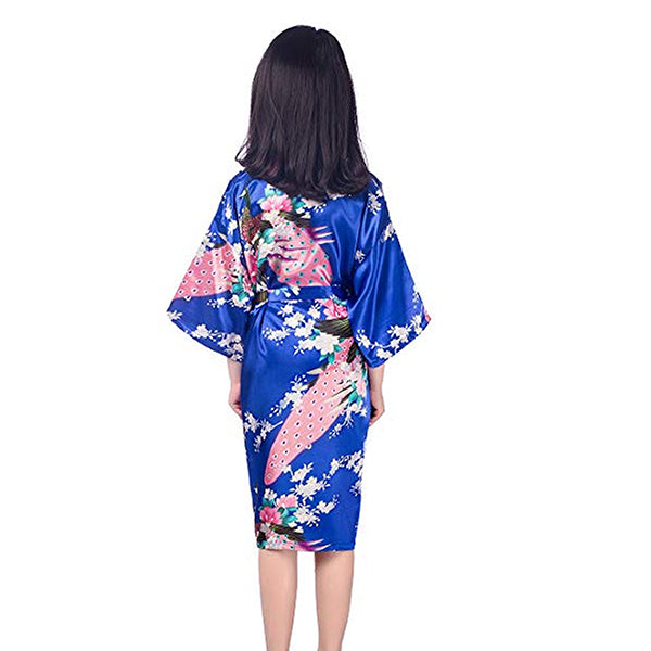 Girls Robes, Floral, Flower Girl, Backview, Jewel Blue