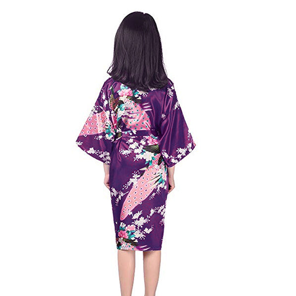 Girls Robes, Floral, Flower Girl, Backview, Purple