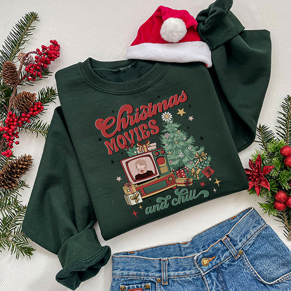 Christmas Movies and Chill Sweatshirt - Christmas Sweatshirt - Sizes S to  5XL – Gifts Are Blue