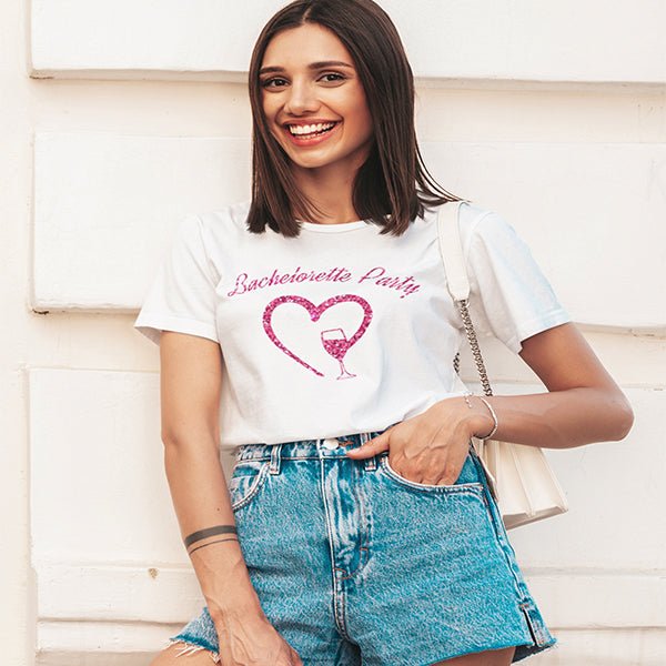 Personalized Bachelorette Party Bride and Bridesmaids T-Shirts, Bridesmaid Crewneck T-Shirts; Crewneck