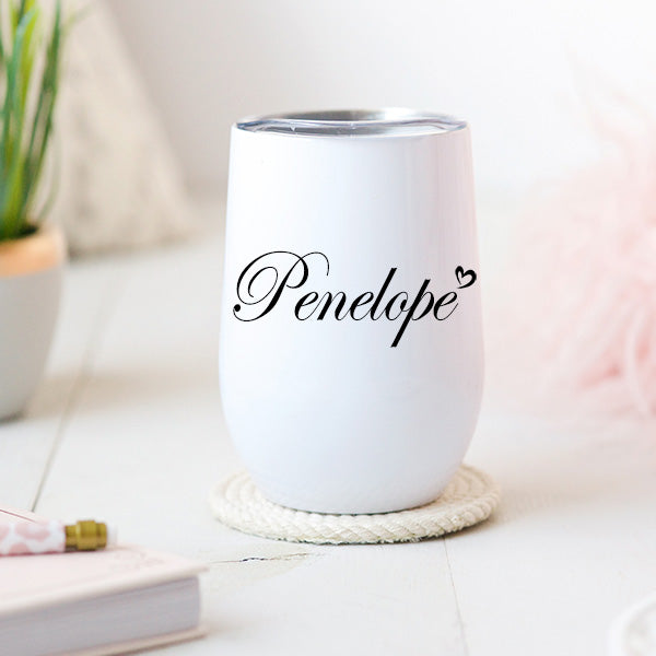 Custom tumblers that are great for both hot and cold drinks.  Great gift for bridesmaids, girls trips, sororities and more.