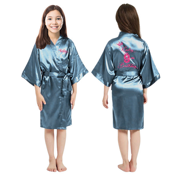 Pretty Girl Robes w Birthday Number for Birthday Girl & Birthday Squad, Personalized Girls Bathrobes with Name, Spa Birthday Party Robes