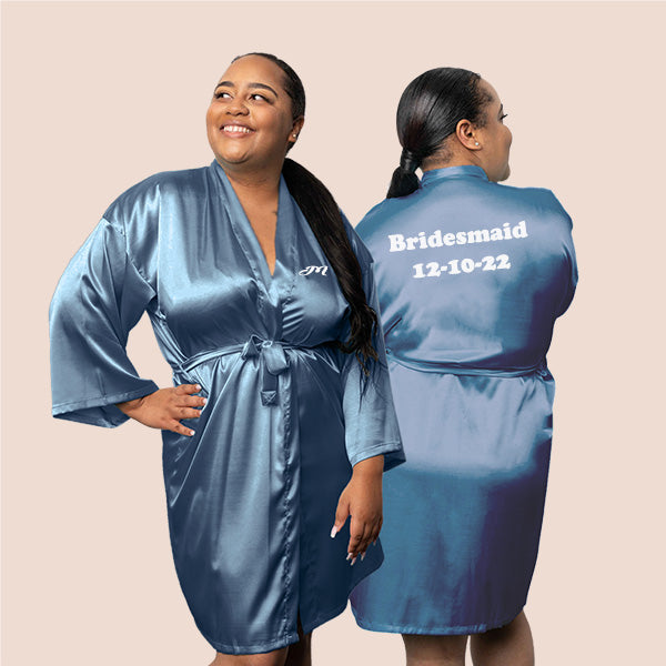 Bridesmaid Robe Set of 7, Personalized Robes in Front & Back, 26 Colors,  3T-6XL