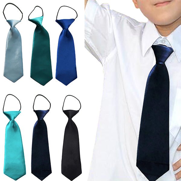 Easy Slip On Solid Color Polyester Tie, 1 to 6 years - Gifts Are Blue