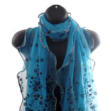 Elegant Flower Shaped Blue Womens Scarf Wrap - Gifts Are Blue - 3