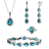 Womens Jewelry Set, 925 Sterling Silver, 4pcs Jewelry Set, Gifts For Anniversary, Main; Aquamarine