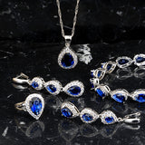 4 pc Womens Jewelry Set, 925 Sterling Silver, Sapphire, Blue/Silver