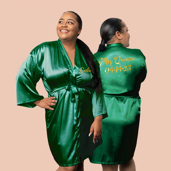 Custom Emerald Green Robes for Women and Girls for Weddings, Bachelorette, Quinceañera, and Birthday