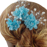 Fancy Sky Blue Hair Pins / Hair Sticks for Wedding