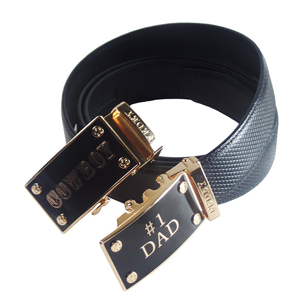 FEDEY Mens Gift Set with No. 1 Dad Ratchet Belt and Xtra Cowboy Buckle, Main, Classic Black/Gold