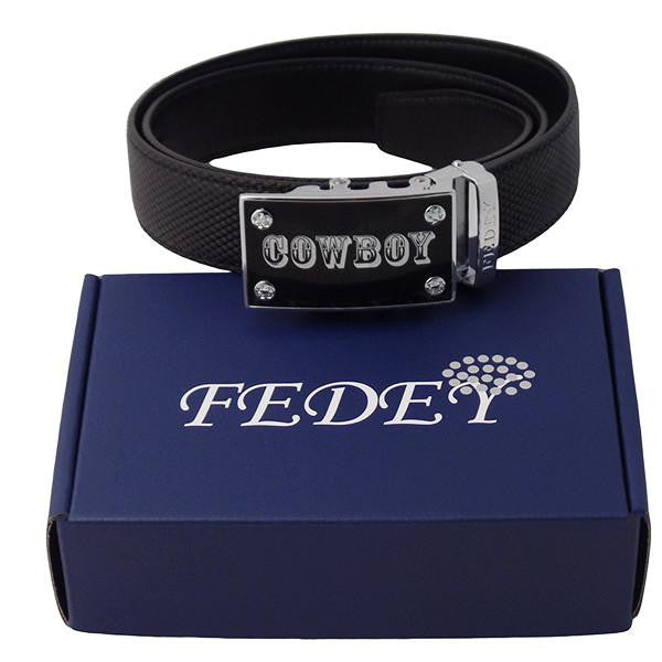 FEDEY Mens Ratchet Cowboy Belt, Main w Packaging, all SKUs