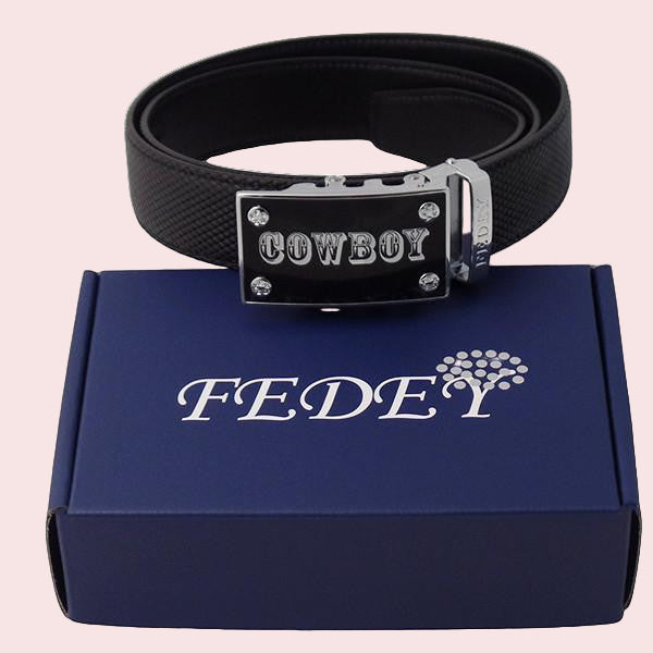 FEDEY Mens Ratchet Cowboy Belt, Main w Packaging, all SKUs