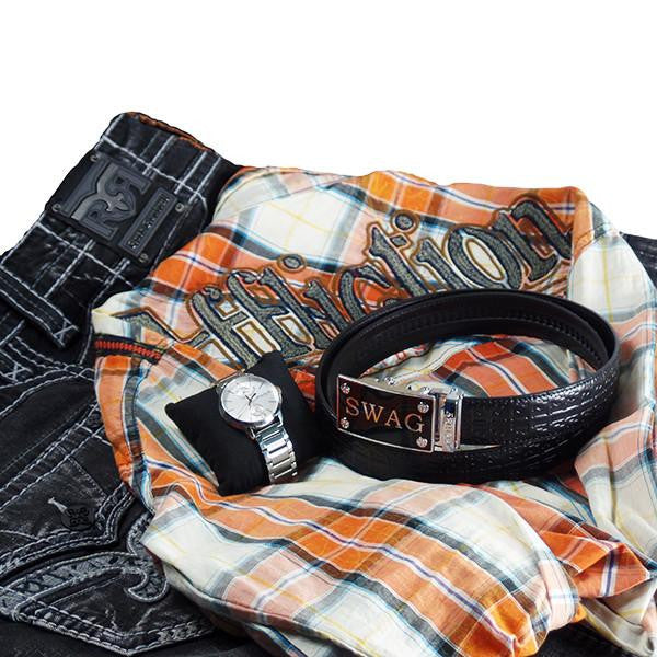 FEDEY Mens Ratchet Belt w SWAG Buckle, Leather, Signature Design, Fashion Gallery, all SKUs