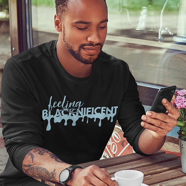 Feeling Blacknificent crop hoodie that we are sure teens and college students will love to wear.  Its a self pride statement that is uplifting and encouraging.  Great top to wear on HBCU campuses and more. Personalized shirt with color print.