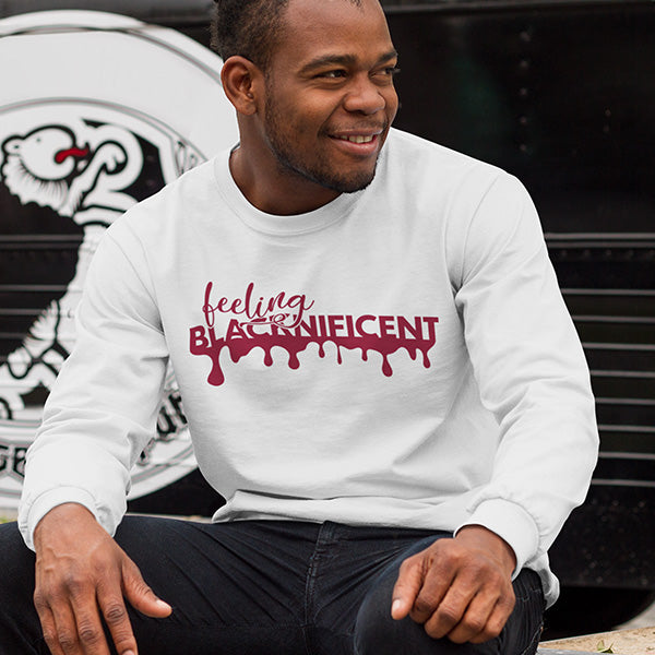 Promote self love and Black pride with our Feeling Blacknificent shirts, hoodies, crop tops, tank tops, sweatshirts and long sleeves tees.