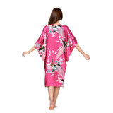 Floral Kimono Nightgown, Kaftan Style, Back View, Bright Pink