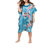 Floral Kimono Nightgown, Kaftan Style, Front, Ocean Blue