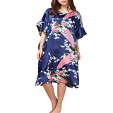 Floral Kimono Nightgown, Kaftan Style, Main, Navy Blue