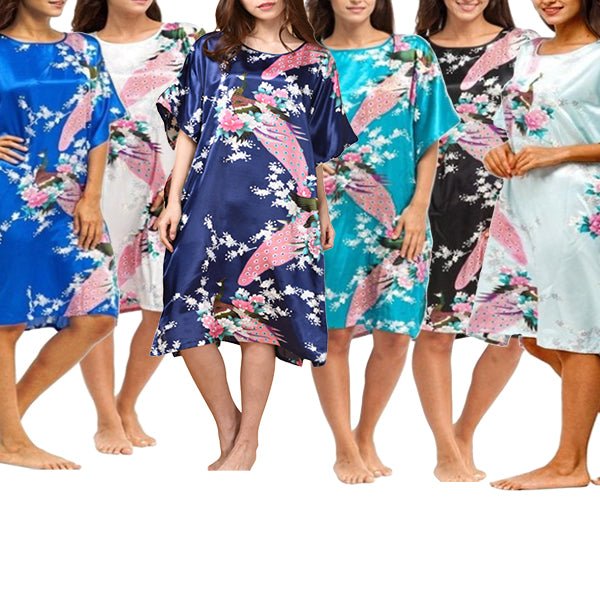 Womens Satin Nightgown, Floral Kaftan Sleepwear, Fits up to 16/18 - Gifts Are Blue