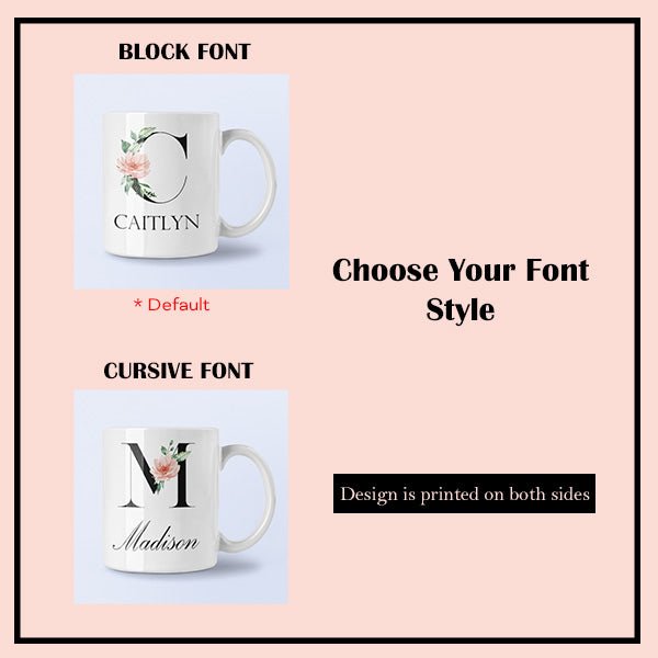 The design for your personalized mug will be printed on both sides. all SKUs