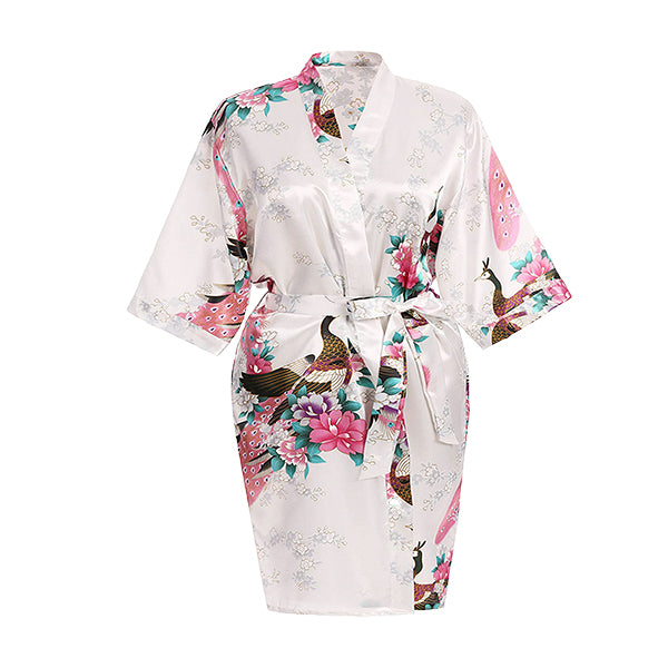 Floral Womens Plus Size Robe, White