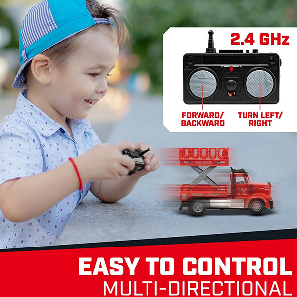 Force1 Mini FireFighter Remote Control Trucks - 2 Pack Set - RC Detail - Spray w Lift Trucks