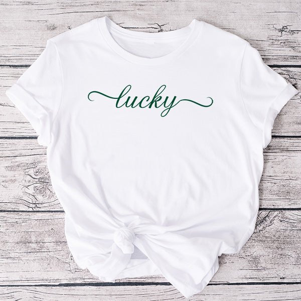 Simple, minimalist design with lucky print for St. Patricks Day Shirt. These are made to order shirts that can be personalized with your chosen color print and shirt style.