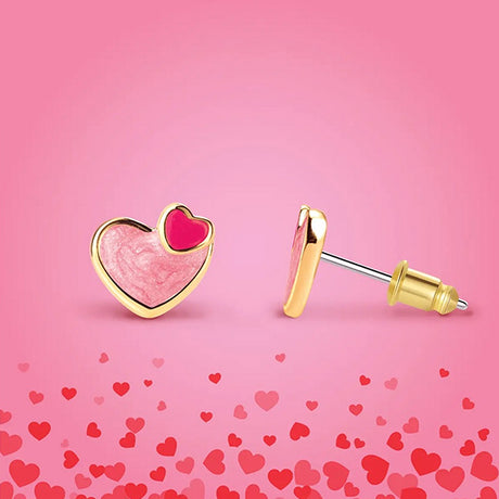 Heart 2 Heart Stud Earrings by Girl Nation - Valentines Day Gifts for Little Girl
