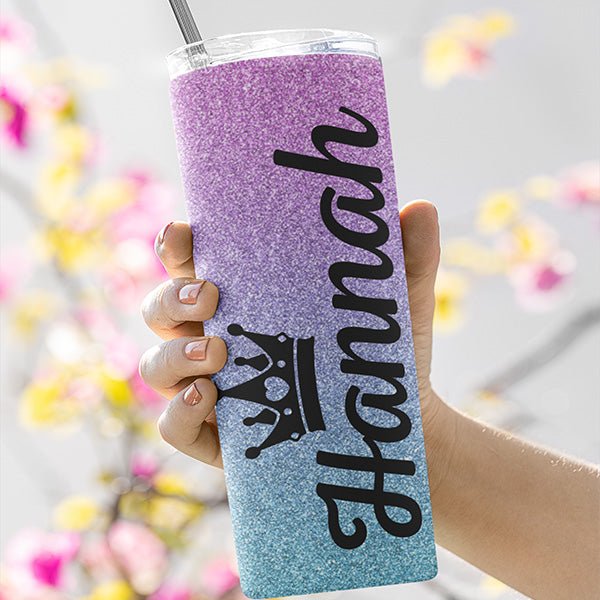 Personalized Ombre Tumbler for Girls and Women with Name and Symbols for Dance Teams and Parties - Gifts Are Blue