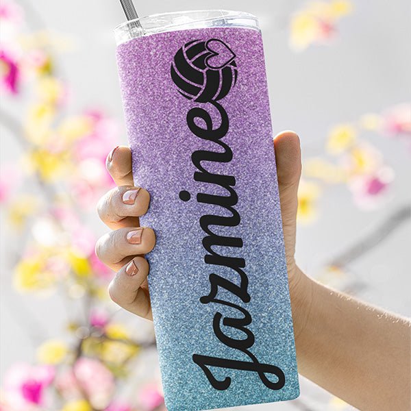 Personalized Ombre Tumbler for Girls and Women with Name and Symbols for Dance Teams and Parties - Gifts Are Blue