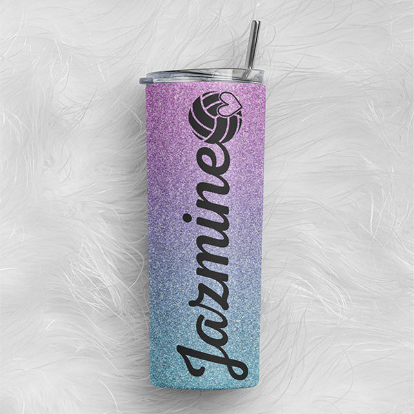 Personalized Ombre Tumbler for Girls and Women with Name and Symbols for Dance Teams and Parties