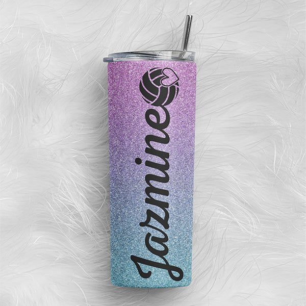 Personalized Ombre Tumbler for Girls and Women with Name and Symbols for Dance Teams and Parties - Gifts Are Blue