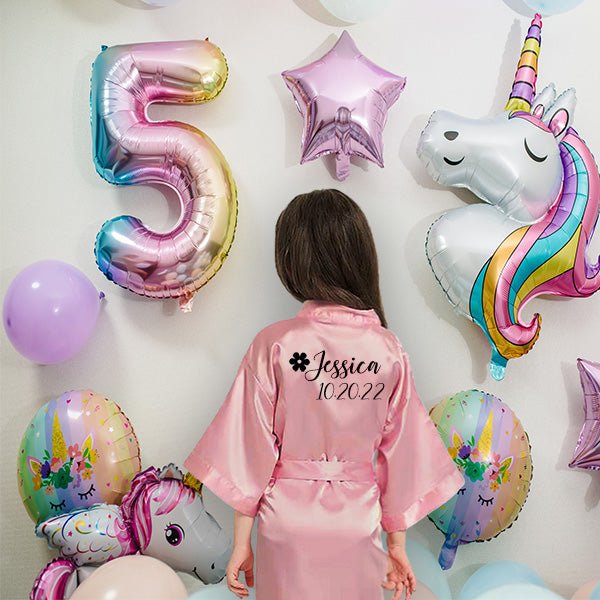 Unicorn Birthday Robes, Personalized Kids Robes with Unicorn Design, Birthday Party Robes, Sleepover Robes, Kids Bathrobes - Gifts Are Blue