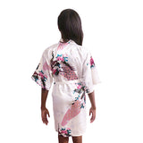 White Mommy and Me Robes, Floral, Satin, Child Backview, all SKUs