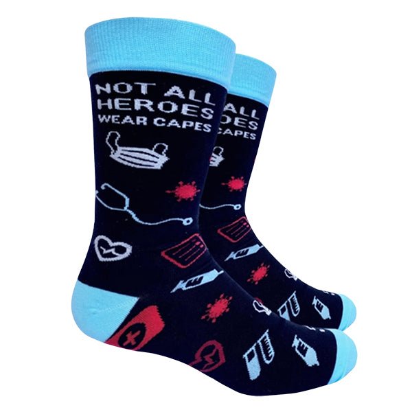 Medical Heroes Mens Crew Socks, Non-Slid, Moisture Control Sock - Gifts Are Blue