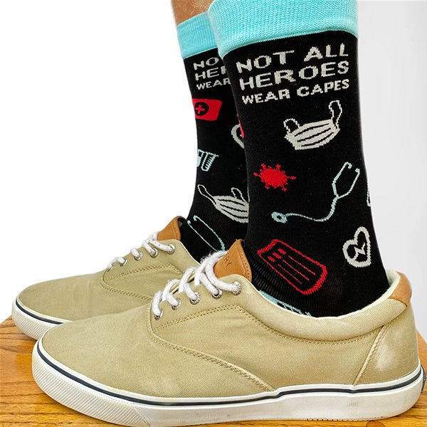 Medical Heroes Mens Crew Socks, Non-Slid, Moisture Control Sock - Gifts Are Blue