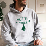 Christmas Vibes Hoodie - Gender Neutral Christmas Sweatshirt for Men and Women, Minimalist Design - Regular and Glitter Print Options