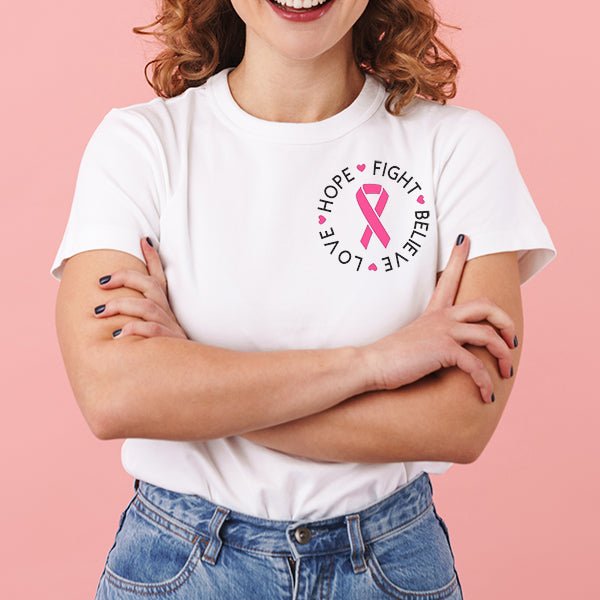 Unisex cancer awareness shirt featuring multicolor ribbons representing various cancer types, inspiring strength and support for survivors and fighters.