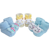 3 Pack Cute Infant Baby 3D Socks Slippers - Gifts Are Blue - 1