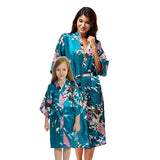 Turquoise Mommy and Me Robes, Floral, Satin, Main, all SKUs